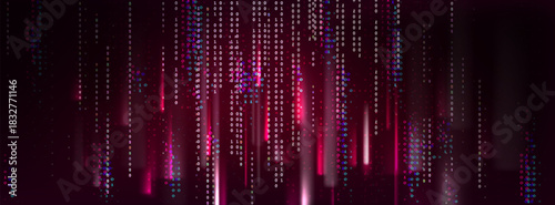 Red binary code background with cyber breach data matrix. Digital hacker attack warning with streaming numbers and malware threat elements. Technology security concept with dark futuristic design.