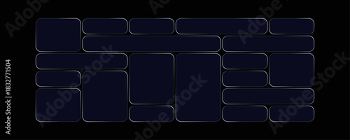 Transparent modern liquid bento grid glass frame effect UI panel template design. Web interfaces transparent surface UI UX design.