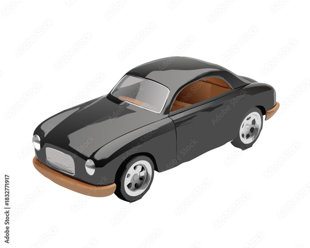 Obraz premium Isolated on white, the toy sports car model exudes a sense of speed and luxury in its classic automotive design