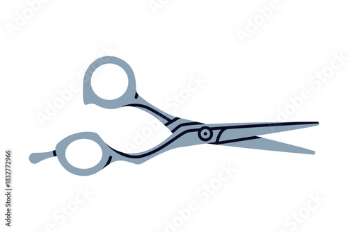 Pair of Scissors for Hairdressing as Hand-operated Shearing Tool Vector Illustration