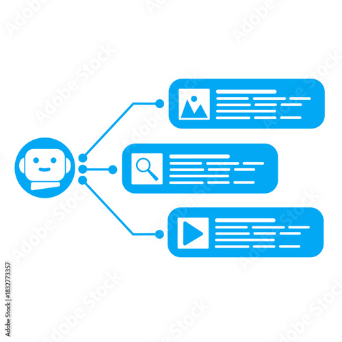 AI Content Generation Icon with Image, Search, and Video