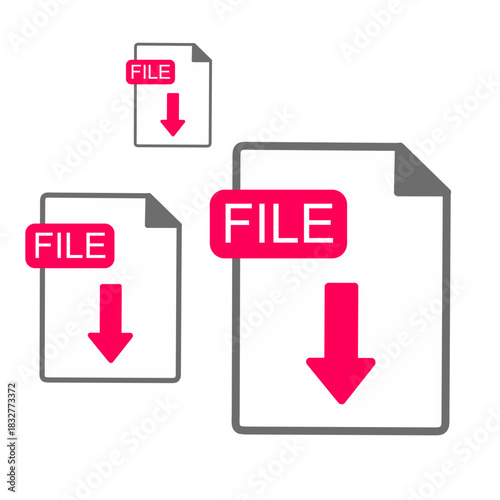 Download File Icon Set in Flat Style