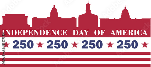 250 years Anniversary card design. 250th anniversary sticker, label, tag, badge to celebrate Independence Day of America on 4th July