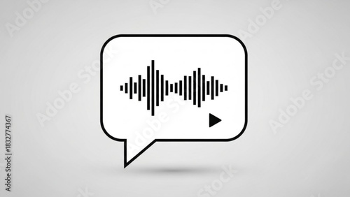 Audio message waveform in speech bubble for voice recording and sound wave analysis app icon design