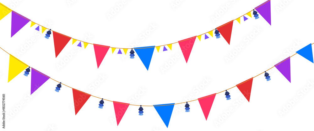 Obraz premium Indian festival Thoranam or Toran isolated on transparent background with color paper hanging in entrance of house, reception, mall, temple, functions.