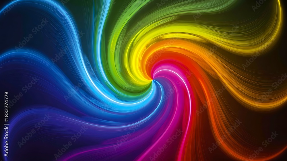 Obraz premium Colorful swirling light abstract background with vibrant neon energy motion 