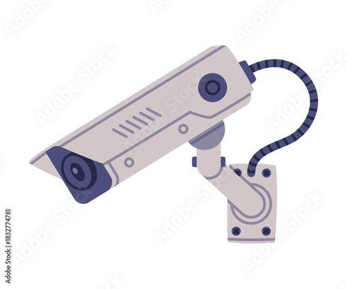 Wireless Security Camera as Closed-circuit Television Transmitting Video and Audio Signal Vector Illustration