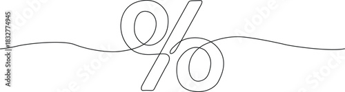 Continuous line drawing of a percent sign with wavy line Vector