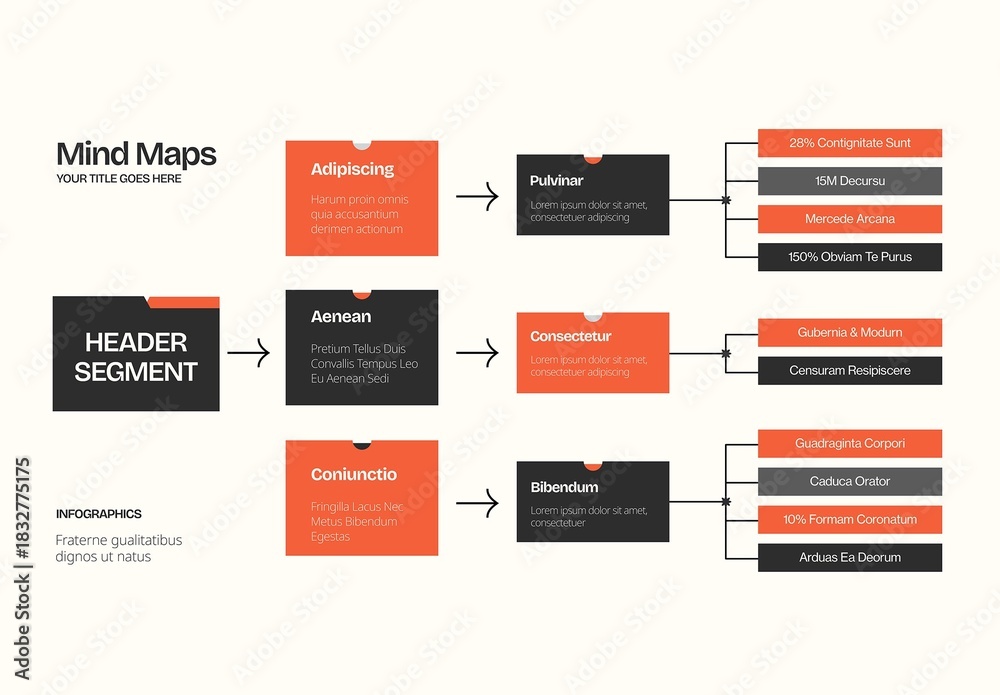 Mind Map Flowchart Vector Diagram – Infographic Mindmapping Process ...