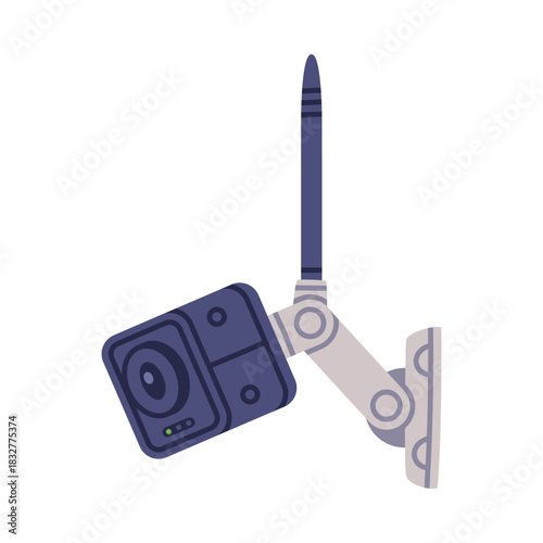 Wireless Security Camera as Closed-circuit Television Transmitting Video and Audio Signal Vector Illustration