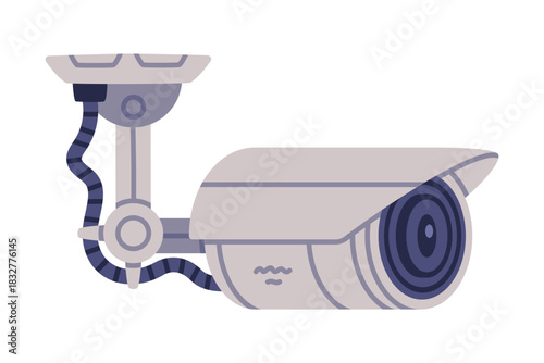 Wireless Security Camera as Closed-circuit Television Transmitting Video and Audio Signal Vector Illustration