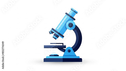 Blue microscope science lab equipment vector illustration for biology and chemistry research tool icon