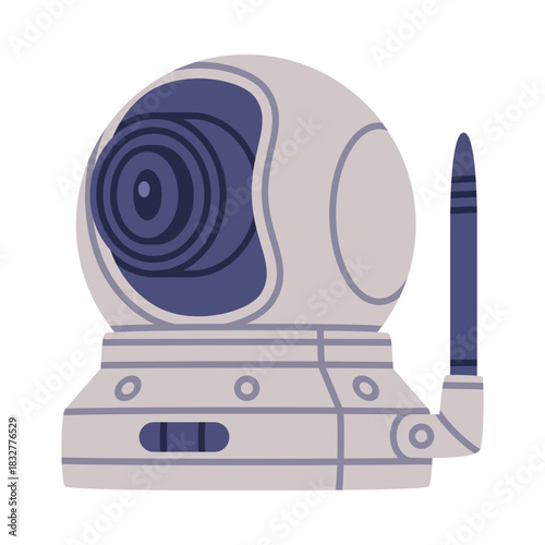 Wireless Security Camera as Closed-circuit Television Transmitting Video and Audio Signal Vector Illustration