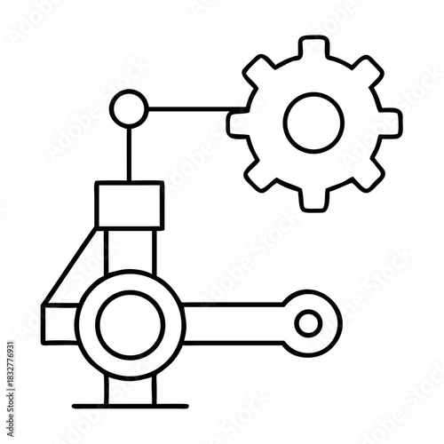 Illustration of a mechanical device with a gear wheel on transparent background