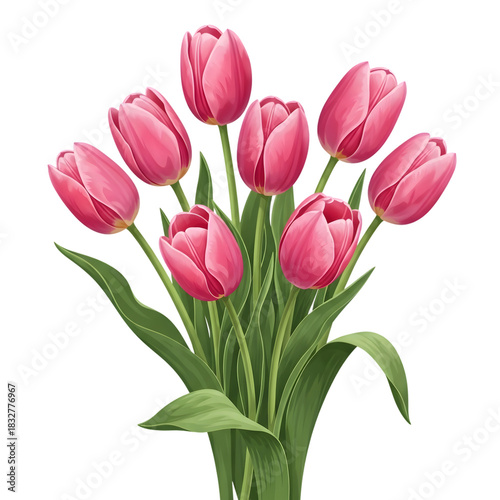 Wallpaper Mural Beautiful Pink Tulip Flower Bouquet Vector – Realistic Spring Floral Illustration for Greeting Cards, Wedding Designs, Mother’s Day Art, Botanical Decor, Romantic Themes, Nature Graphics & Elegant Pri Torontodigital.ca