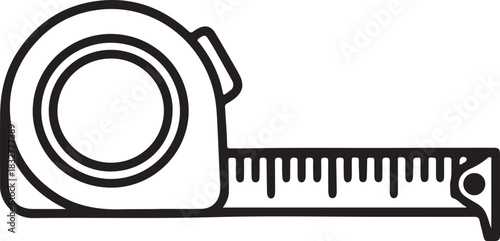 Tape Measure Line Art, Coloring Book Page Line Art Drawing, Vector and Illustration
