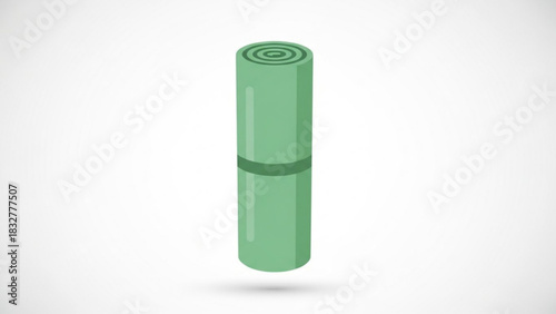 Green camping mat rolled up for outdoor adventures and sleeping pad for hiking and backpacking trips design