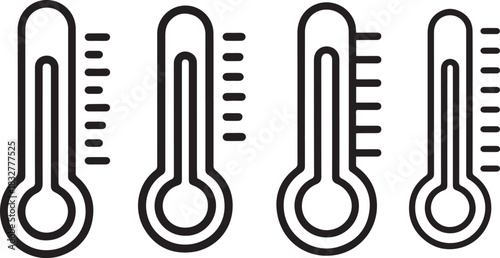 Set of Thermometer Line Art, Coloring Book Page Line Art Drawing, Vector and Illustration