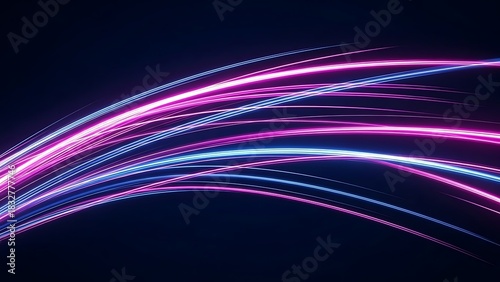 Abstract neon light streaks in pink and blue against a dark backdrop creating a modern effect