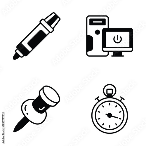 Take a look at this amazing flat outline icons of school supplies