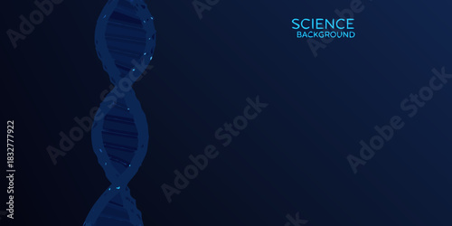 Abstract dna strand on dark blue background for science and technology
