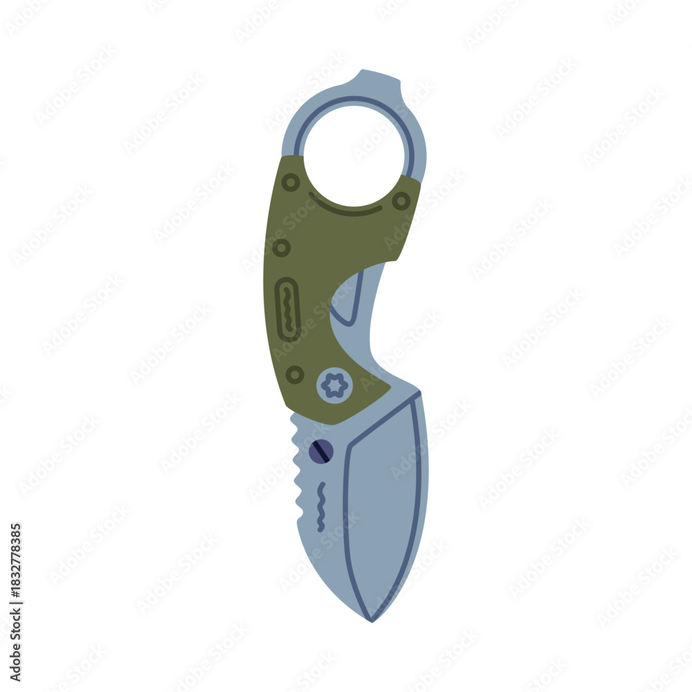Naklejka premium Knife as Self-defense Tool and Equipment for Protection Vector Illustration