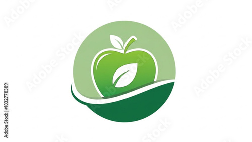 Green apple logo design for healthy food brand fresh fruit organic products and natural nutrition company vector