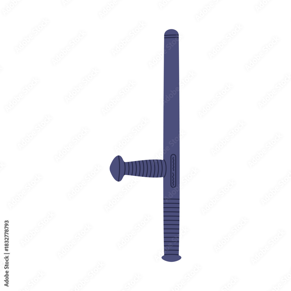 Naklejka premium Baton as Self-defense Tool and Equipment for Protection Vector Illustration