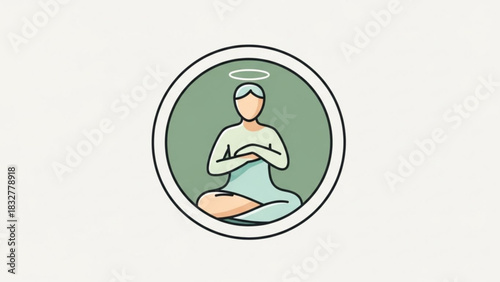 Meditation yoga pose illustration vector, wellness and mindfulness practice, spiritual harmony design element