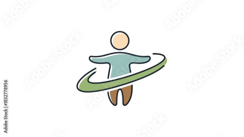 Person with hula hoop vector illustration for fitness wellness and healthy lifestyle design element concept 100