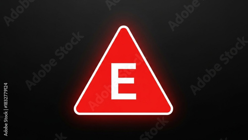 Red triangle e sign vector graphic emergency warning symbol alert icon attention illustration danger design 100