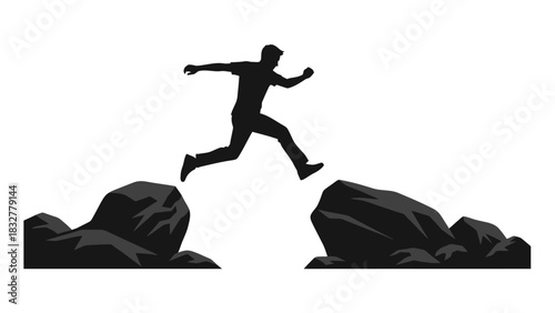 Man jumping over a chasm