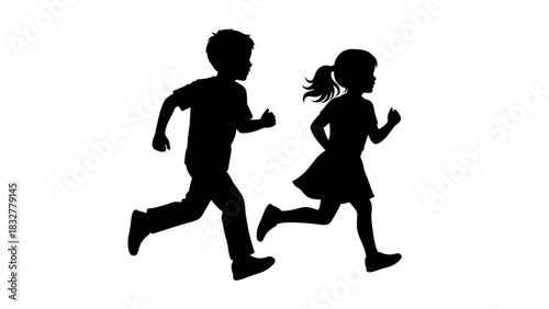 Running children silhouette vector