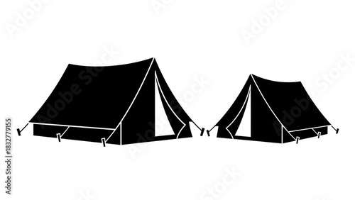Two camping tents silhouette