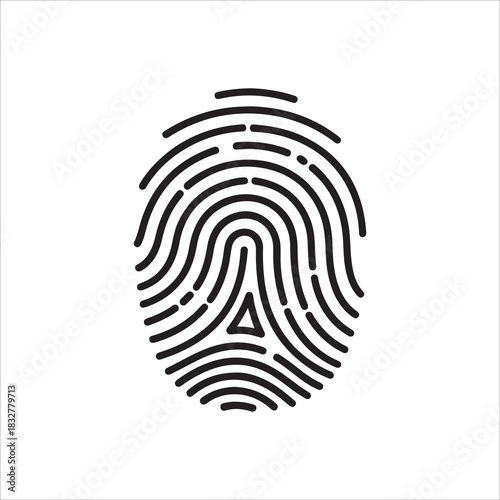 Simple black and white line art icon representing a fingerprint, for security and identity concept
