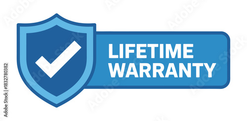 A blue shield icon with a white checkmark and a banner that reads "LIFETIME WARRANTY".