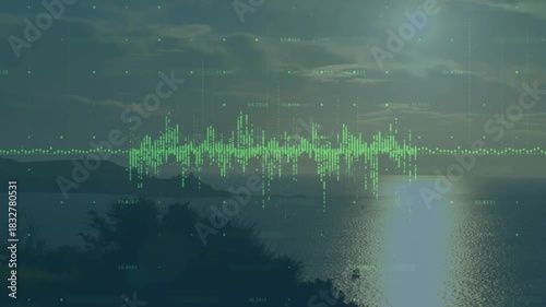 Sun reflection causing green waveform starting low peaking then settling and showing audio over bay
