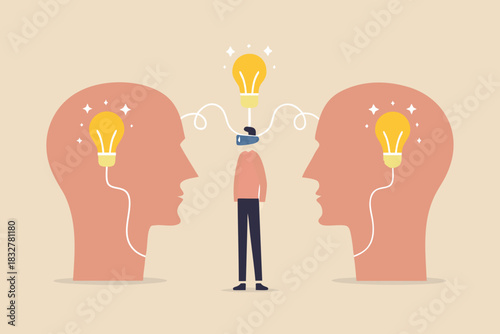 Sharing ideas and knowledge between people collaboration and teamwork concept illustration