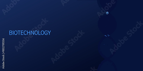 Biotechnology concept with dna strand on dark blue background