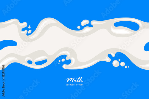 Milk splash vector seamless border