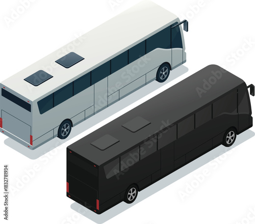 Isometric coach bus rear view