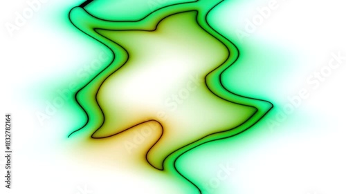Abstract Green Glowing Shape on White Background Digital Art