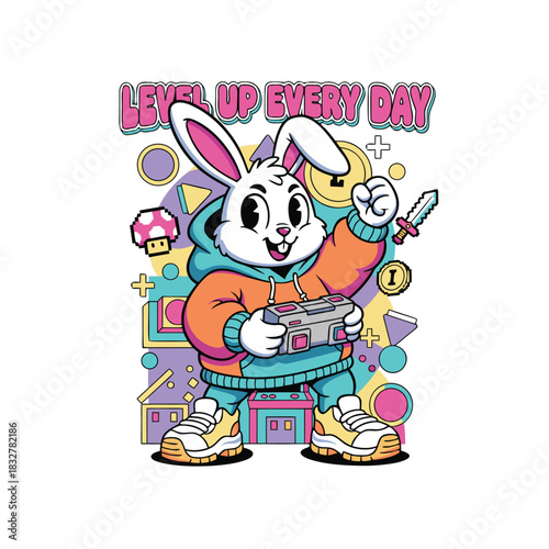 Retro Gamer Bunny – LEVEL UP