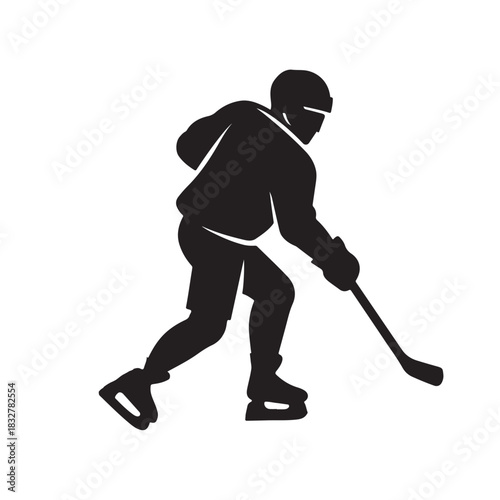 Ice hockey player silhouette without puck stick sport