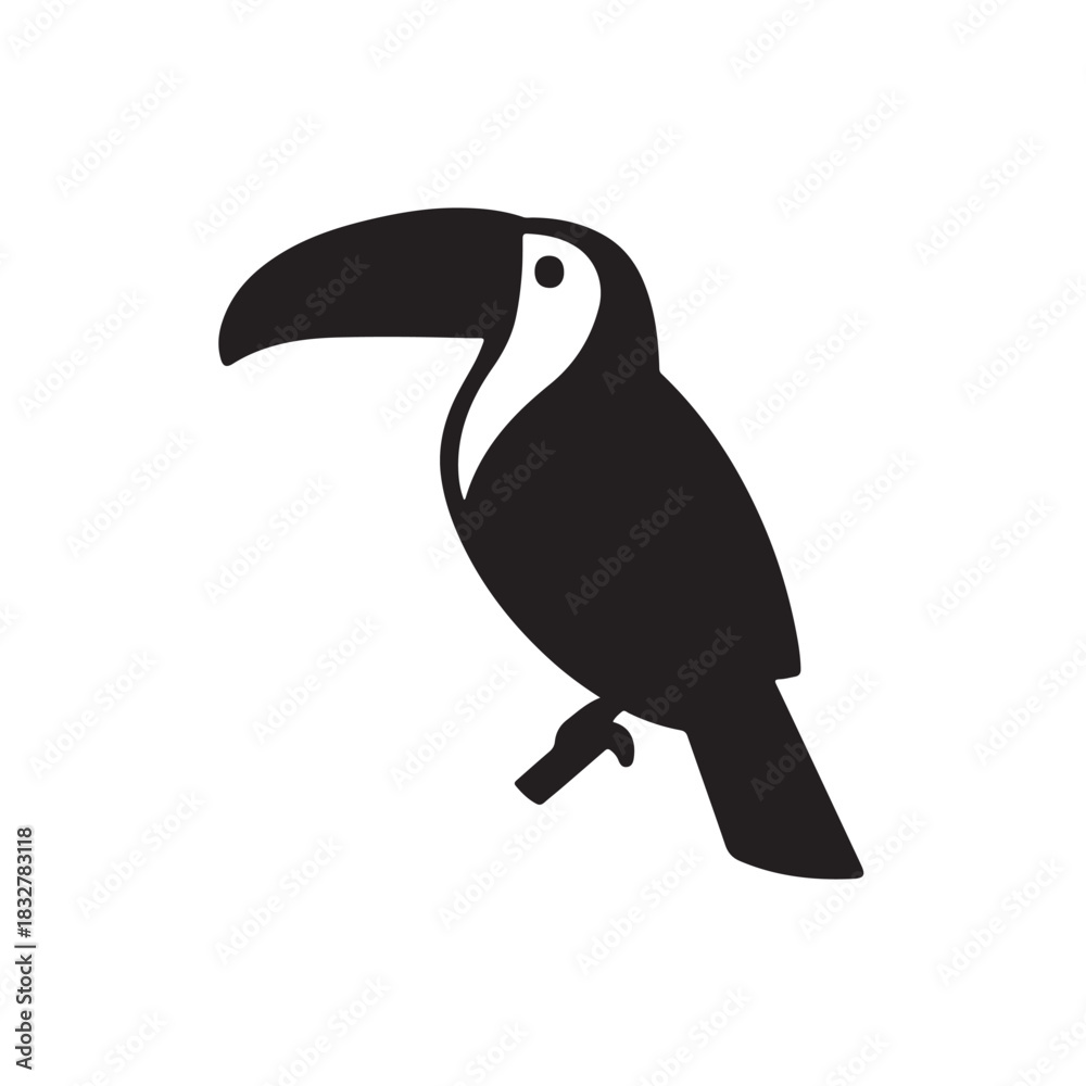 Obraz premium Black silhouette of a toucan bird tropical exotic