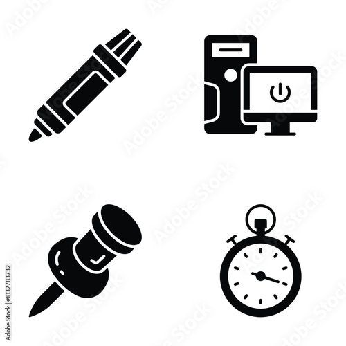 Take a look at this amazing flat outline icons of school supplies