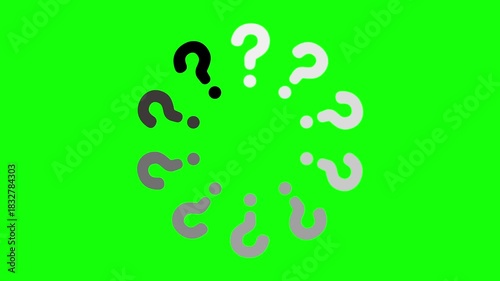 くるくる回る疑問符の進捗インジケーター　ループアニメーション (クロマキー背景)