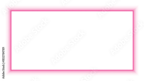 Glowing Pink Neon Rectangle Frame on Black Background Luminous Border Futuristic Abstract Design