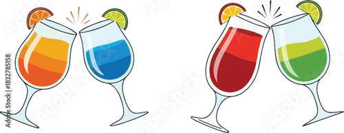Celebratory toast with colorful cocktails illustration for party and special occasions
