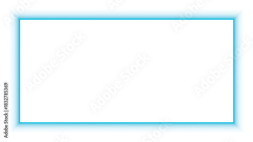 Neon Blue Glowing Rectangle Frame Futuristic Digital Border Element on Dark Background